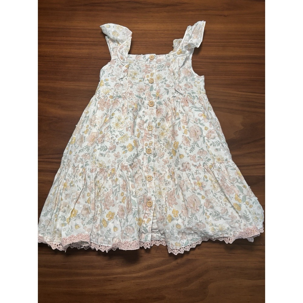 Catherine Malandrino Baby Girl Floral Dress 18M Cottagecore Ruffle Sundress